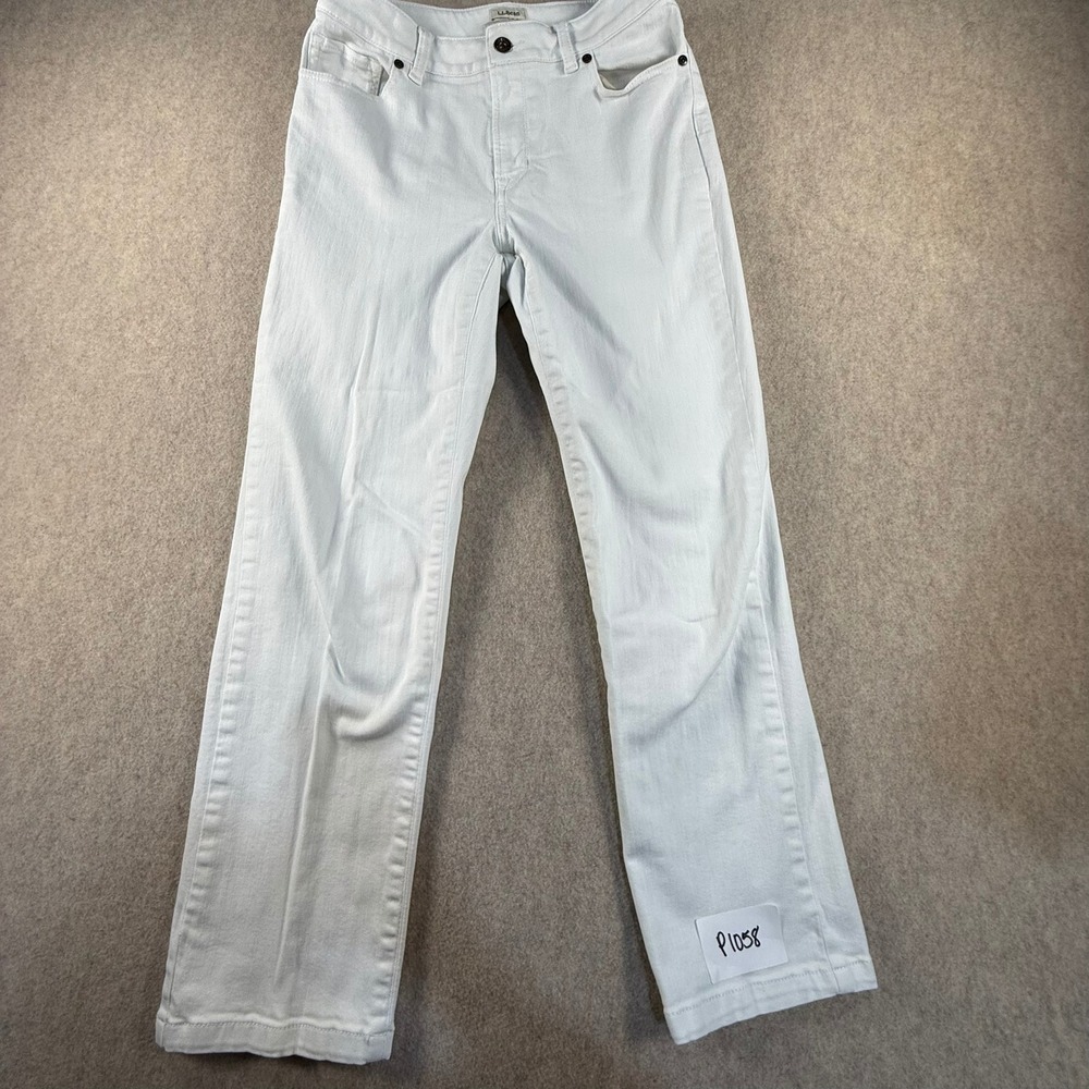 LL Bean Classic Fit White Straight Leg Jeans Womens 6 Regular Stretch Denim